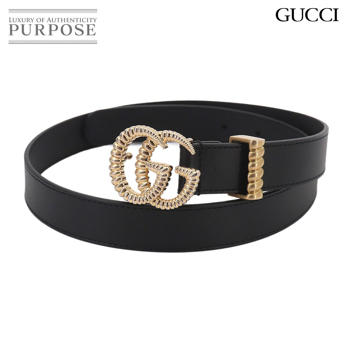 新品同様 グッチ GUCCI ダブルG ベルト レザー ブラック 524103 75 ゴールド 金具 Belt 90326120 新品同様 グッチ GUCCI ダブルG ベルト レザー ブラック 524103 75