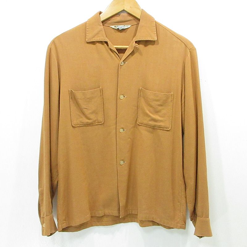 【三重本店】 中古 Pilgrim | ピルグリム 襟2WAY長袖シャツ 50~60's カリフォルニア製 ブラウン キャメル サイズ：M 【101】 20,860円