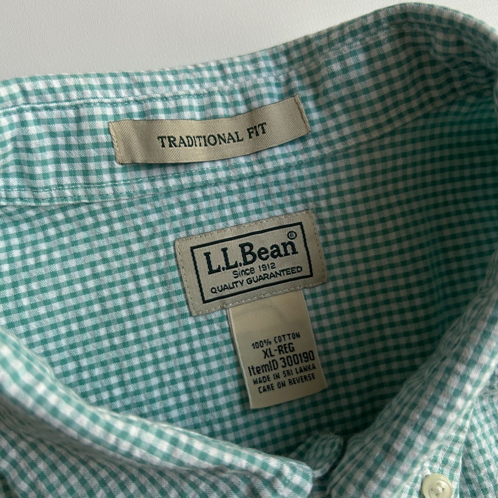 L.L.Bean シアサッカー 半袖 ボタンダウン シャツ XL ギンガムチェック 