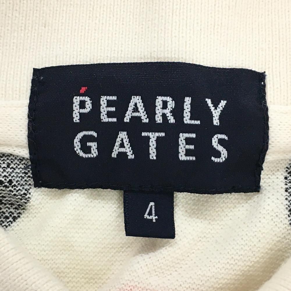【美品】パーリーゲイツ 半袖ポロシャツ アイボリー×黒 サボテン総柄 メンズ 4(M) ゴルフウェア PEARLY GATES ゴルフ 【美品】パーリーゲイツ 半袖ポロシャツ アイボリー×黒