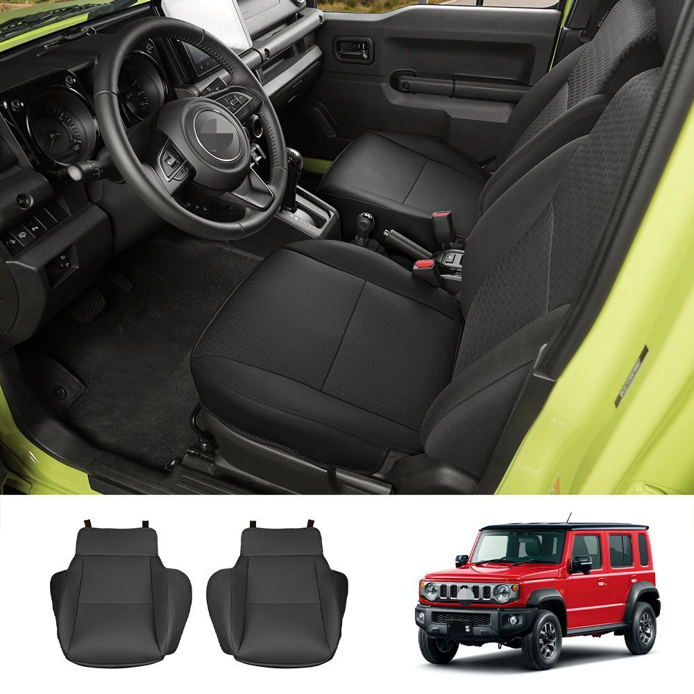 送料無料 スズキ Suzuki ジムニー ノマド Jimny Nomade 2025年対応 前席シート保護マット 2点セット レザー素材 車種専用 内装カバー フック固定 座席保護 防キズ 耐摩耗 汚れ対策 ドレスアップ ブラック ブラウン 車内アクセサリー品