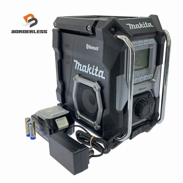 ☆中古品☆ makita マキタ 10.8V/14.4V/18V/40Vmax/100V 充電式ラジオ MR002G 黒/ブラック 本体+ACアダプター+バッテリー1個(6.0Ah)129144
