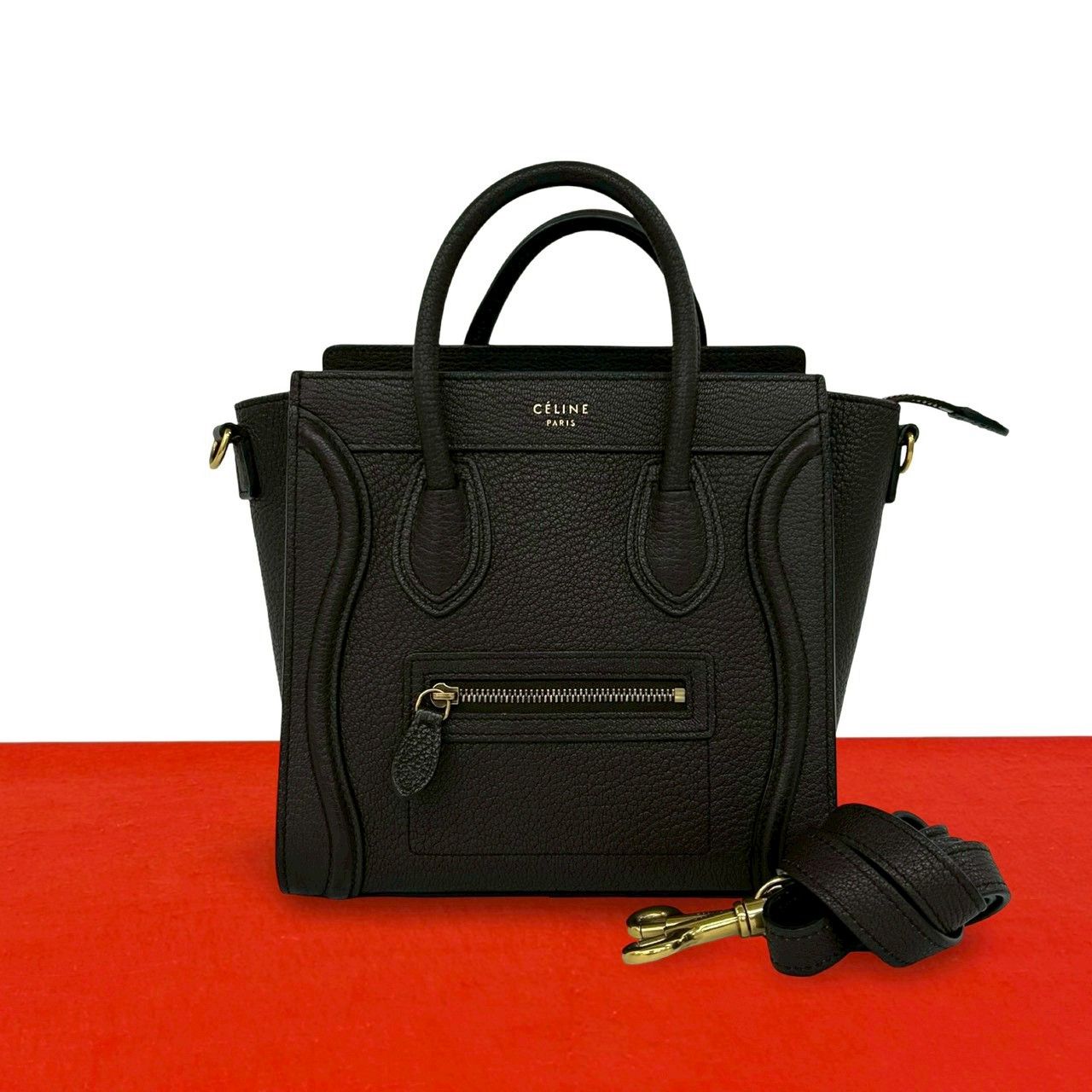 未使用保管品 CELINE セリーヌ ラゲージ ナノ ショッパー レザー 2way