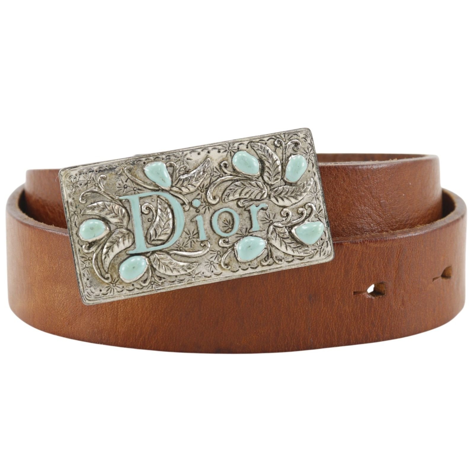 【Dior】クリスチャンディオール レザー 茶 レディース ベルト