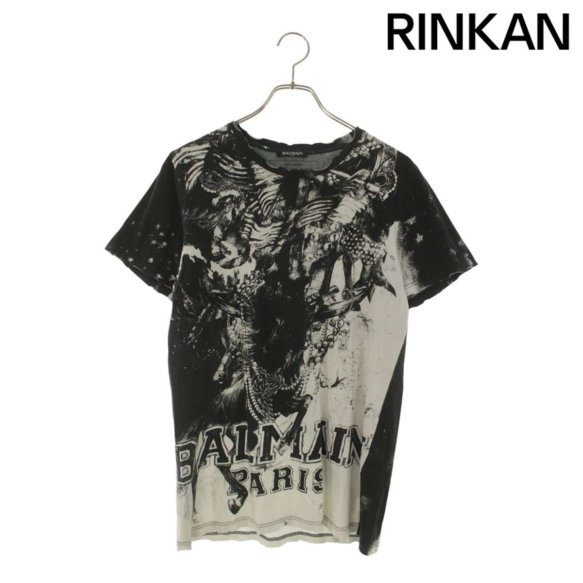 バルマン 18SS ダメージ加工ホースプリントTシャツ メンズ S