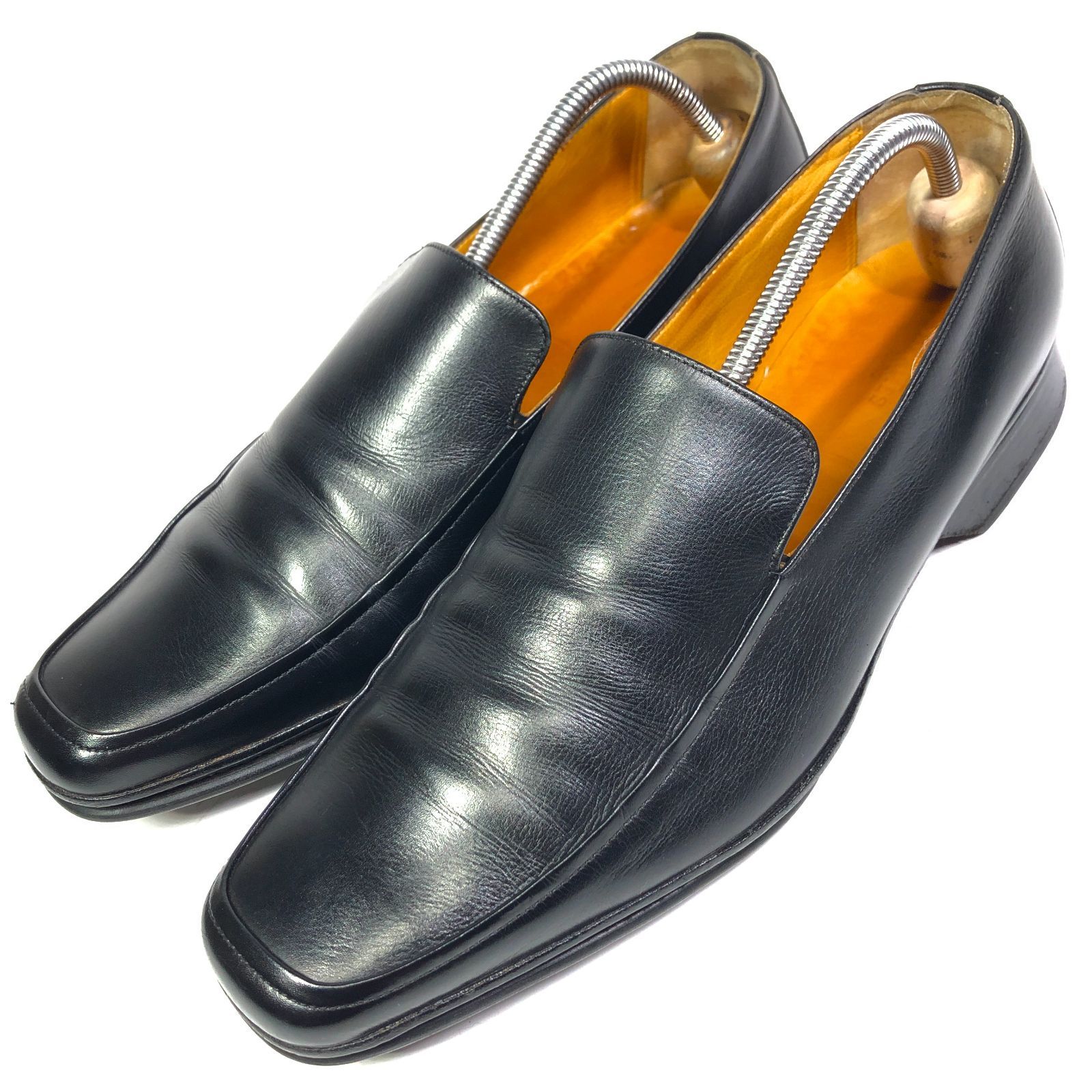 【エルメス】本物 HERMES 靴 26.5cm 黒 ローファー スリッポン ビジネスシューズ 本革 レザー 男性用 メンズ イタリア製 41 1/2