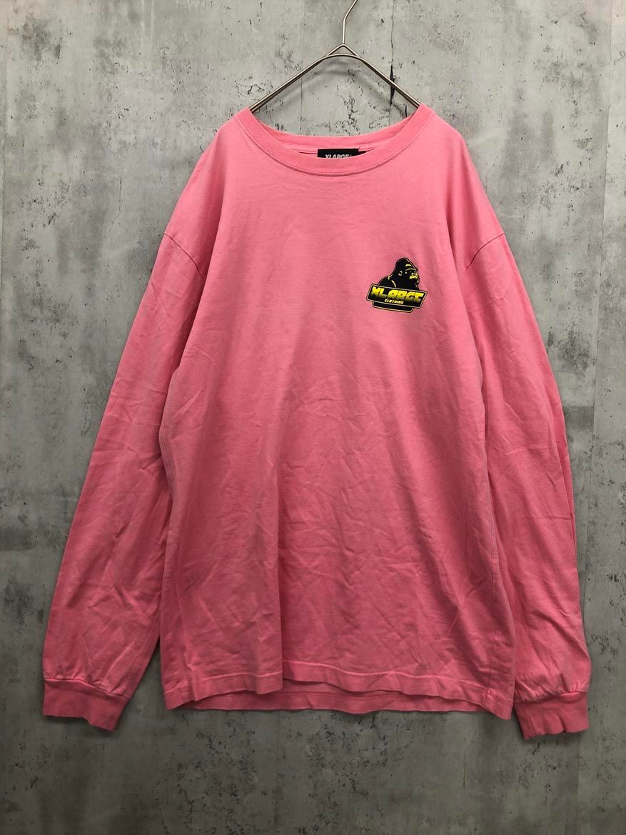 XLARGE エクストララージ ロンT クルーネック バックプリント 長袖 Tシャツ sizeL/ピンク ■■ メンズ