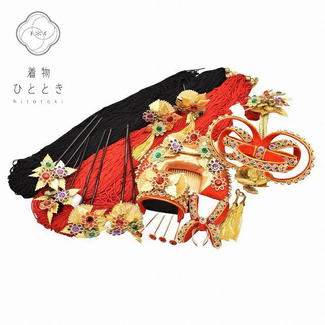 髪飾り 花嫁衣裳 日本髪 簪 櫛 リサイクル和装小物 色打掛 結婚式 婚礼 舞台衣装 昭和レトロ ビーズ レディース 金 赤色系 特品★★★★ kkb2756b [ 和服 アウトレット きもの kimono ]