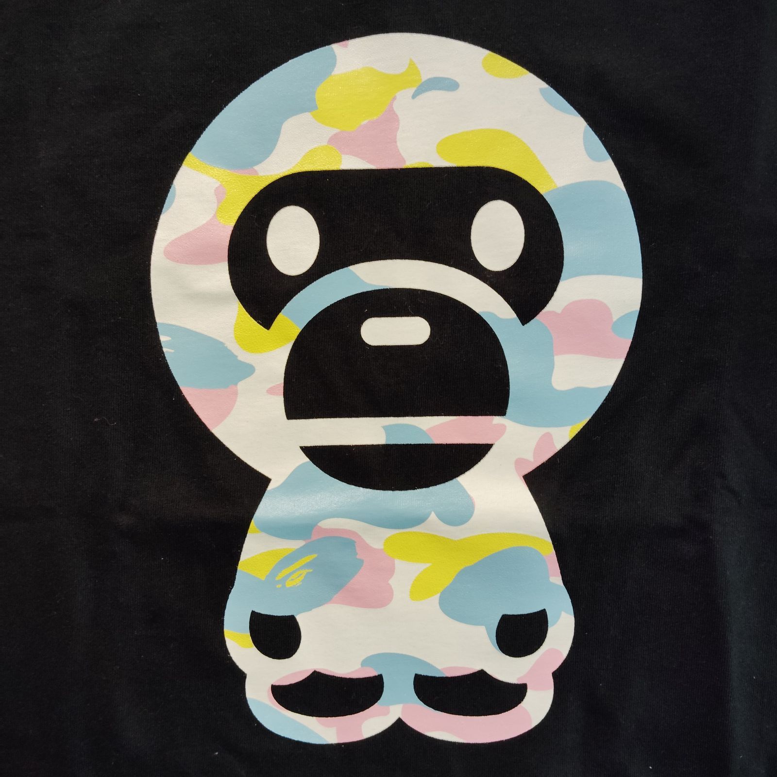 A BATHING APE NEW MULTI CAMO BIG BABY MILO TEE S BLACK ア