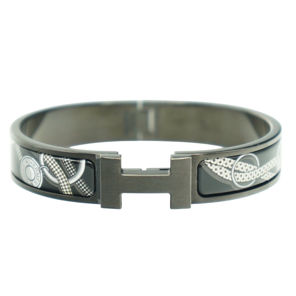 HERMES エルメス シルクコレクション クリックHH/シュヴァル･ミラージュ エナメルブレスレット ソー･ブラック M2606-k027