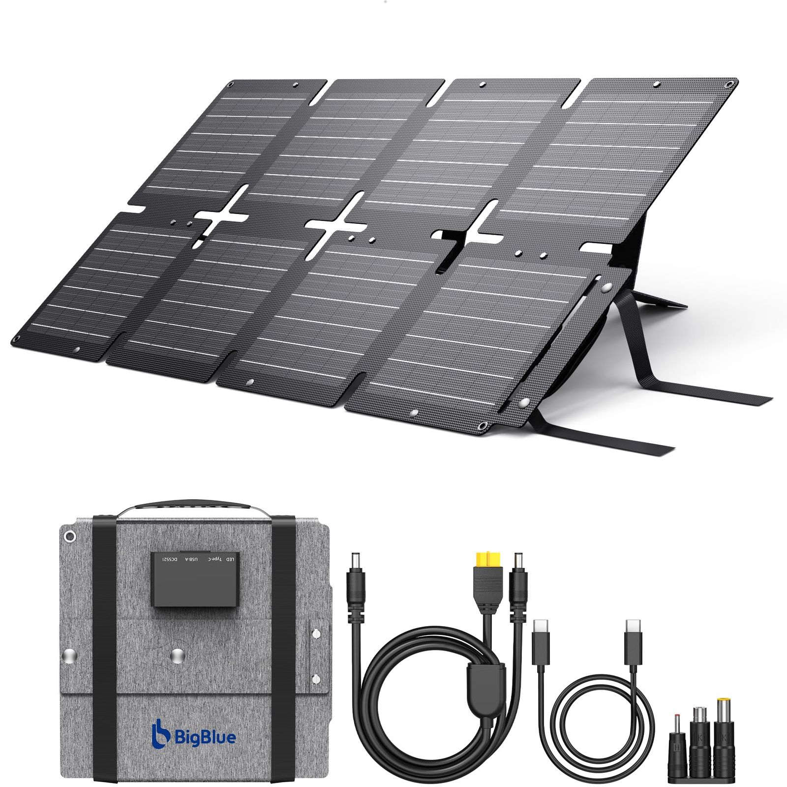 【新品】BigBlue ソーラーパネル 折りたたみ式 60W PD45W/QC3.0/USB ソーラー充電器【IP68防塵防水＆コンパクト収納＆スタンド付き】 折り畳み式 持ち運び便利 軽量 24.7%高変換効率 防災グッズ 停電対策 アウト 3f0da2ee