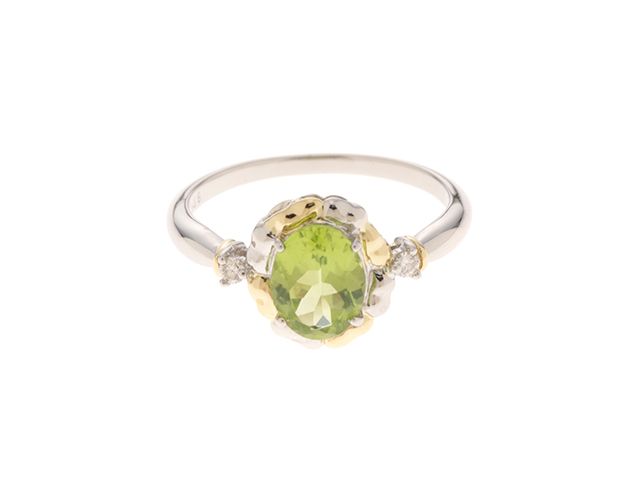 JEWELRY ジュエリー リング・指輪 プラチナPT900/K18イエローゴールド ペリドット1.18ct/ダイヤモンド0.04ct 約3.6g 12号 207【中古】2120500270746