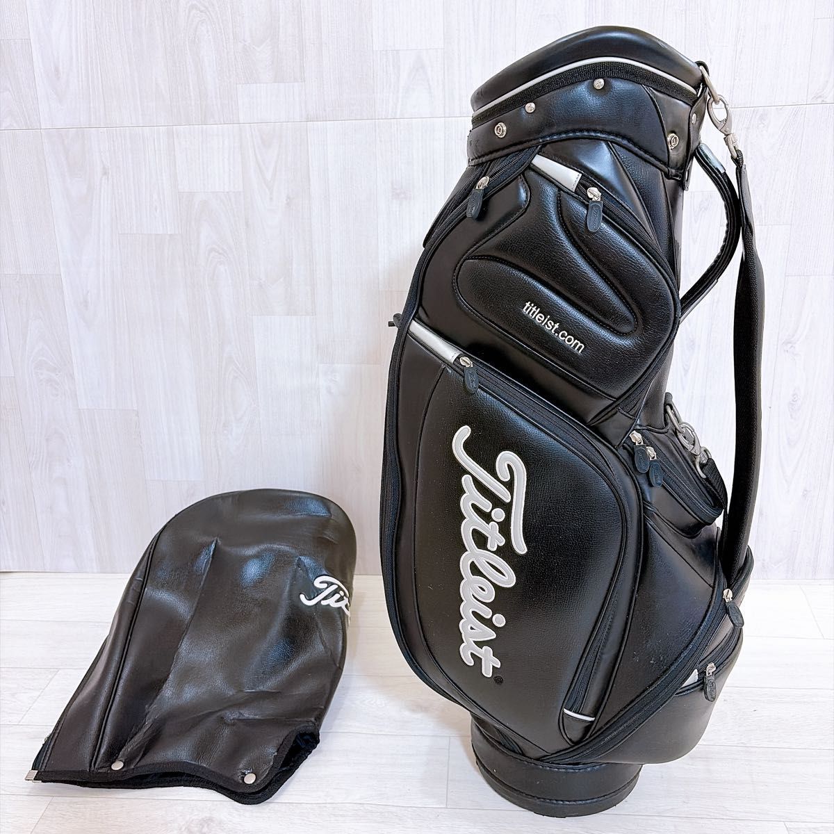 Titleist タイトリスト キャディバッグ 合成皮革 ブラック 黒 カート ゴルフバッグ 訳あり