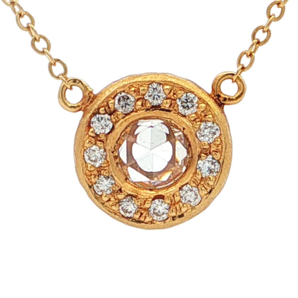 0.173ct 0.098ct ダイヤモンド ダイヤモンドネックレス ペンダント K18YG/750-4.2g イエローゴールド【♀】【A】【レディース】★■616212【中古】