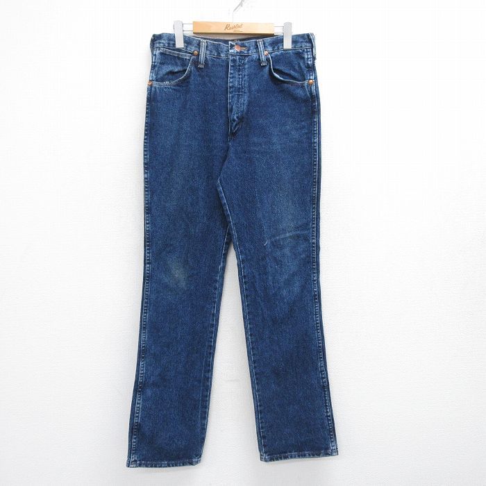 W33/古着 ラングラー ジーンズ メンズ 90年代 90s コットン USA製 濃紺