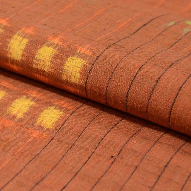 紬 正絹 身丈154.5cm S 裄63cm 仕立て上がり リサイクル着物 茶色系 縞