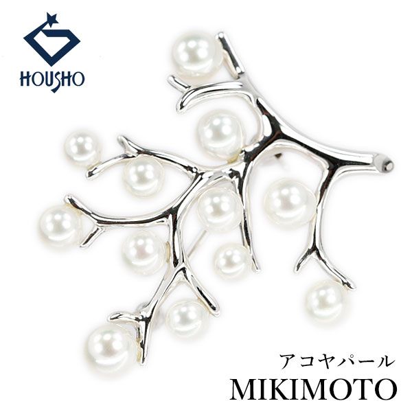 ミキモト アコヤ真珠 幸福の木 ブローチ SV MIKIMOTO ツリー 植物