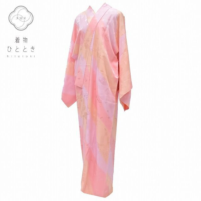 リサイクル着物 長襦袢 身丈135.5cm 裄丈65.5cm 女性 正絹 ピンク系 地紙 花文様 特品 [ 着物 中古 帯 リサイクル 振袖 浴衣 袴 和服 古着 ] rr1105b