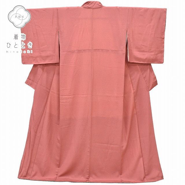 小紋 リサイクル着物 身丈161cm 裄丈65cm 正絹 重ね衿付き L ピンク系 あられ文様 上質 セミフォーマル 春 夏 秋 冬 仕立て上がり