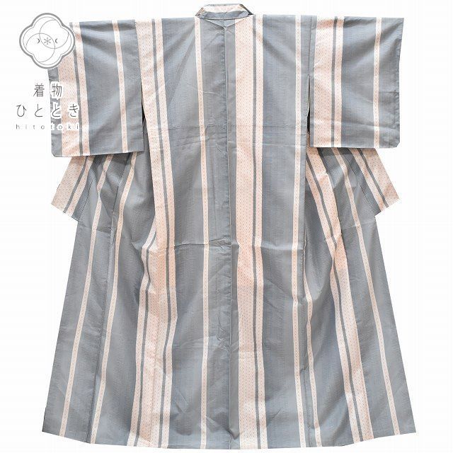 大島紬 着物 正絹 リサイクル 身丈158cm 裄丈63cm 仕立て上がり つむぎ M グレー系 麻の葉文様 rr1069b