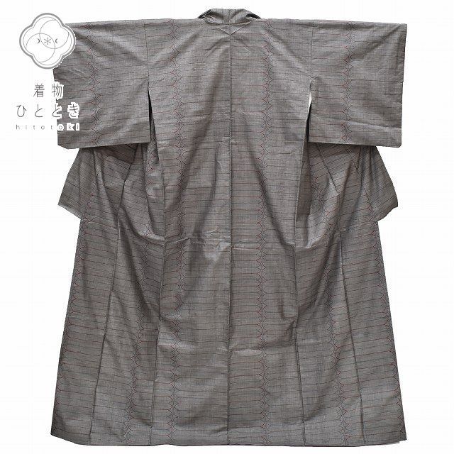 大島紬 着物 正絹 リサイクル 身丈160.5cm 裄丈64.5cm 仕立て上がり つむぎ M 茶系 縞文様 rr0522b