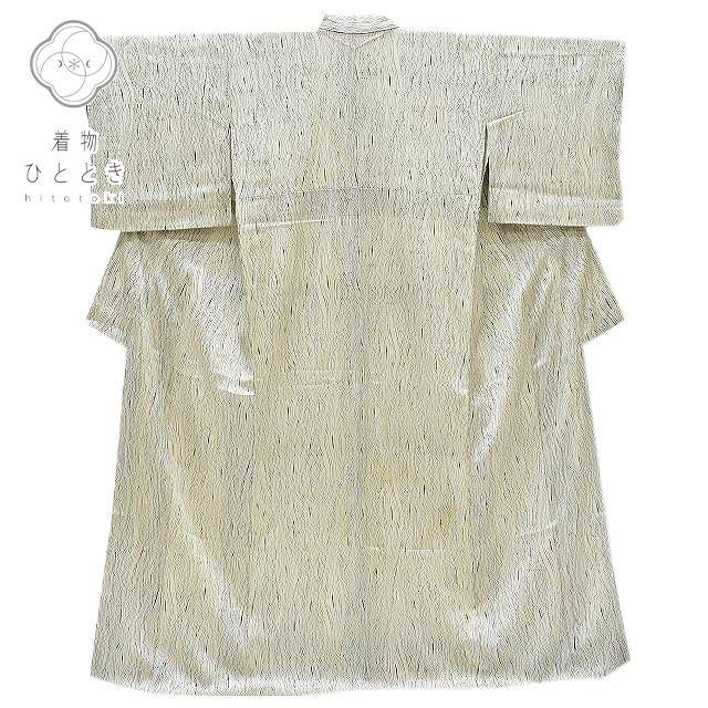 小紋 リサイクル着物 身丈160cm 裄丈63cm 正絹 M 白 緑系 木目絞り 上質 セミフォーマル 春 夏 秋 冬 仕立て上がり
