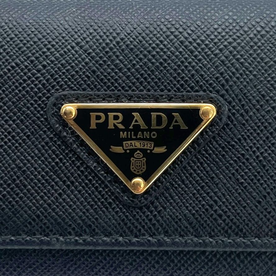 極美品 PRADA プラダ 6連キーケース サフィアーノ トライアングルロゴ