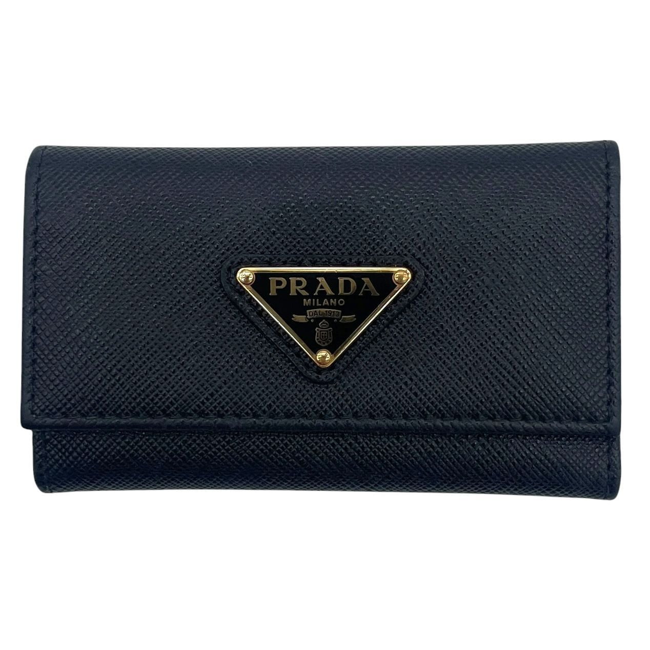 極美品 PRADA プラダ 6連キーケース サフィアーノ トライアングルロゴ