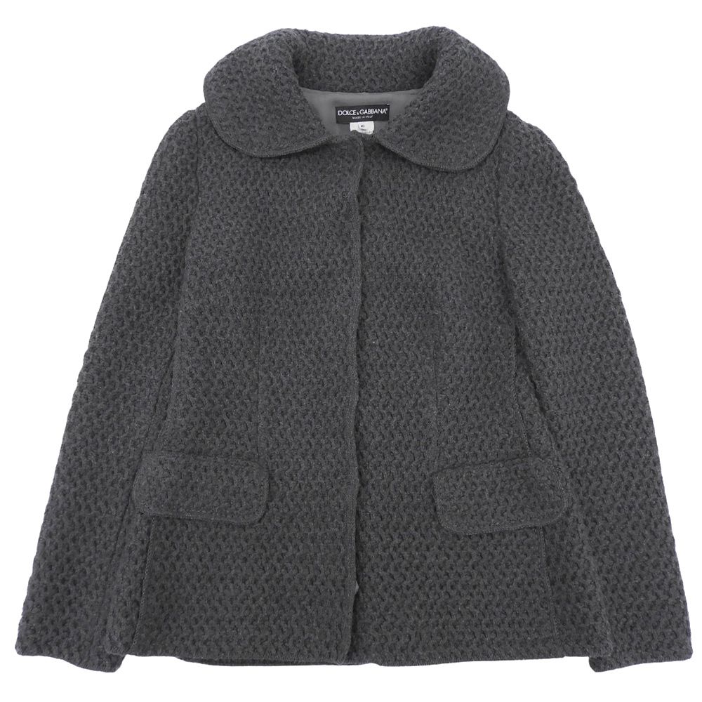 美品 DOLCE&GABBANA ローゲージ ニット ジャケット スナップボタン アウター レディース ウール グレー 40
