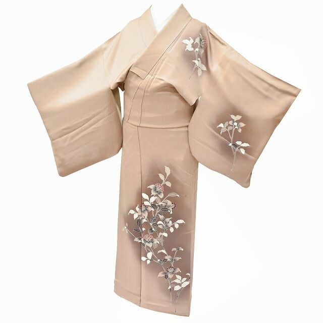 付下げ 正絹 リサイクル着物 仕立て上がり 友禅 袷 入学式 卒業式 裄63.5cm 身丈162cm L 紫色系 南天文様 特品★★★★ [ 着物 中古 帯 リサイクル 振袖 浴衣 袴 和服 古着 ] ss0514b