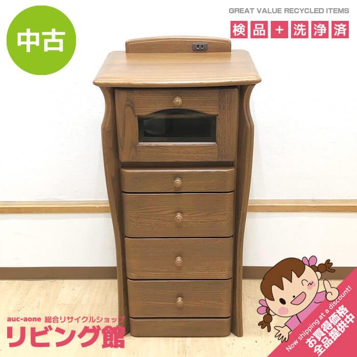 ss8720 【中古】 電話台 カントリー調 スリムキャビネット フラップ扉 引出4杯 木製 TEL台 タワー型 整理 収納 リビング 玄関 花台 鉢台 飾り棚 電話台 中古