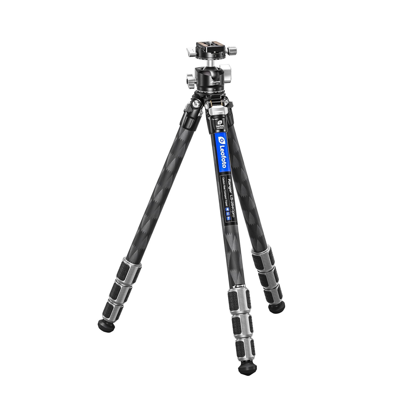 Leofoto レオフォト LS-284Cpro LH-30R カーボン三脚 自由雲台セット ［レンジャーシリーズ 最大脚径28mm 4段 3/8、1/4インチ対応 ボール径40mm ノブタイプ テンション調整 プレートNP-50付属 アルカスイス互換］