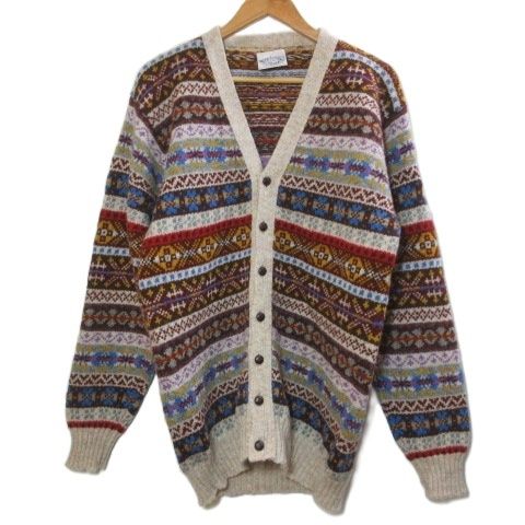 ジャミーソンズ Jamieson's カーディガン セーター ニット フェアアイル ウール イギリス製 長袖 Vネック 厚手 M マルチカラー /X