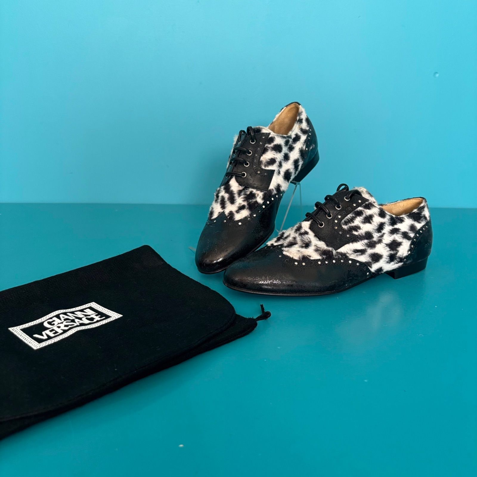 GIANNI VERSACE ジャンニヴェルサーチ ハラコ レースアップシューズ 未 