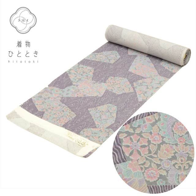 小紋 正絹 美品 未使用品 紫色系 杢目 花文様 縮緬 リサイクル着物 女物 女性 着物 生地 和装小物 kkb3432b[ 和服 カジュアル着物 アウトレット レトロ アンティーク プチプラ お洒落 普段着 お稽古 アウトレット きもの kimono ]