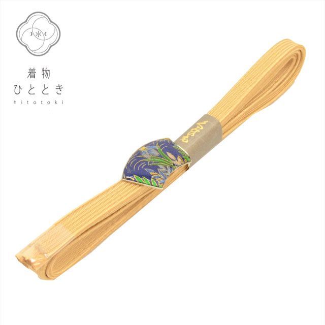 帯締め 正絹 茶色系 菖蒲文様 リサイクル帯締め 平組 帯留め付き kkb3352b[ 和服 カジュアル着物 アウトレット レトロ アンティーク プチプラ お洒落 普段着 お稽古 アウトレット きもの kimono ]