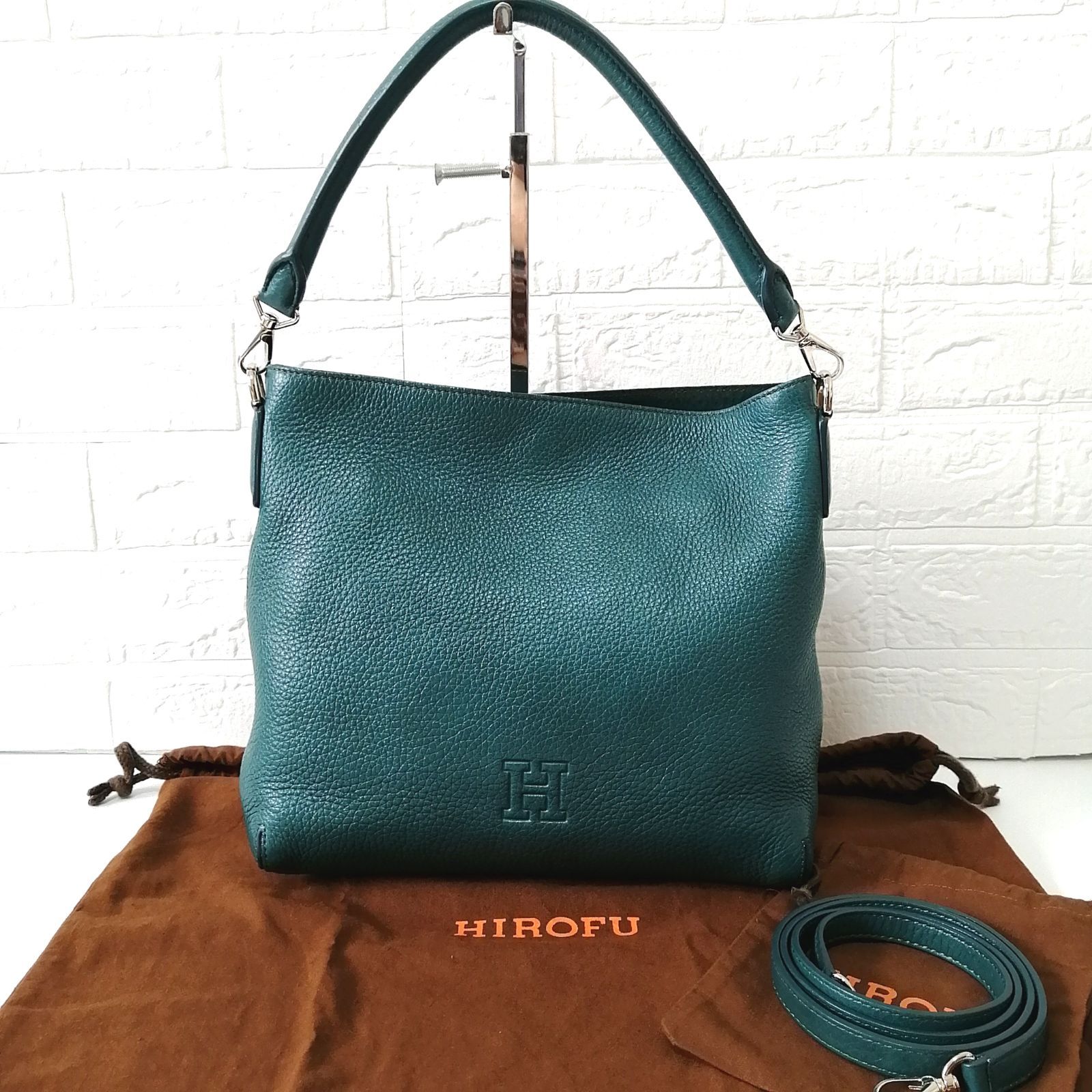 美品　ヒロフ　HIROFU　2wayバッグ　ショルダーバッグ　ハンドバッグ　グリーン　427