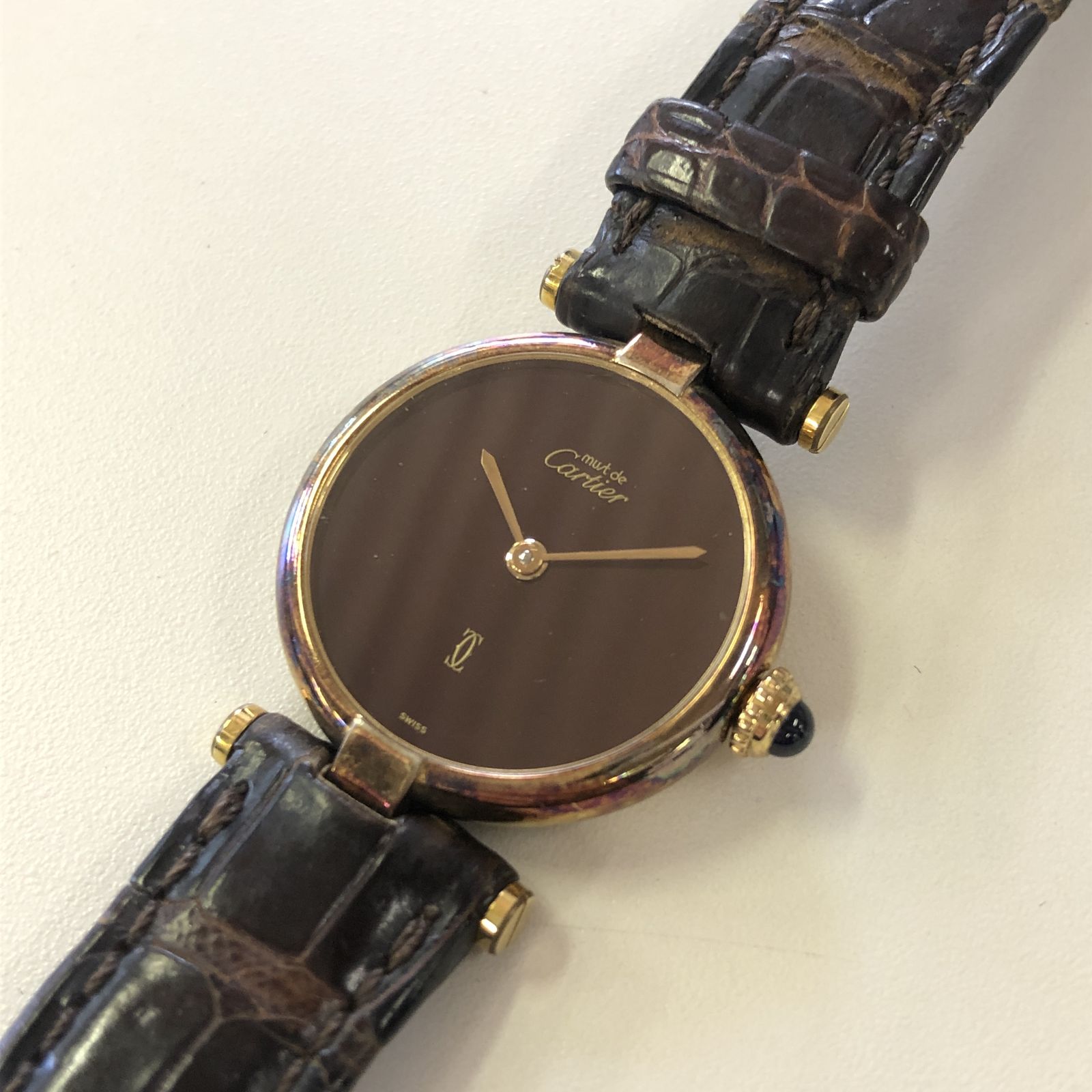 Cartier カルティエ マスト ヴァンドーム SM ヴェルメイユ 590004 ボルドー文字盤 クォーツ レディース 腕時計 不動品 中古 訳あり T11272328