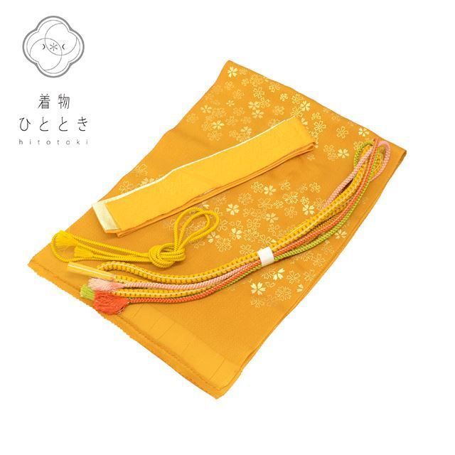 帯締め 帯揚げ セット 正絹 リサイクル帯締め帯揚げ 美品 茶 緑色系 桜文様 振袖用 縮緬 飾り紐付き 重ね衿付き 丸組 着付け小物 和装小物 kkb3194b [ 和服 成人 卒業式 お祝い 結婚式 パーティー 謝恩会 初詣 アウトレット きもの kimo