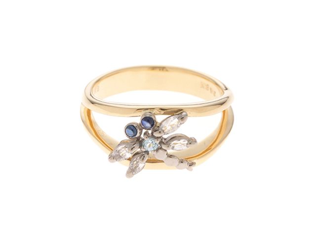 JEWELRY ジュエリー リング・指輪 K18イエローゴールド/ホワイトゴールド サファイア0.32ct/ダイヤモンド0.04ct 約6.0g 14号 207【中古】2120500299167