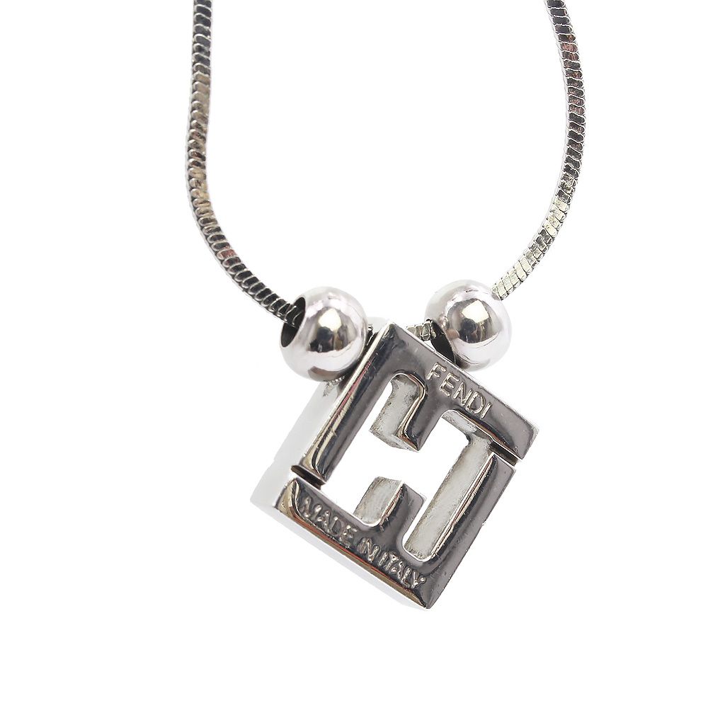 の*み様 FENDI ネックレス シルバー FF 新品未使用❣️ フェンディ FF ロゴ シルバー ネックレス ペンダント FENDI（中古