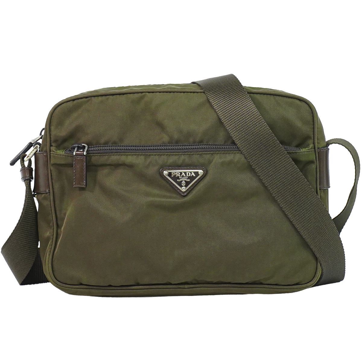 本物 プラダ PRADA ナイロン ショルダーバッグ ポシェット ブラウン バッグ 中古・