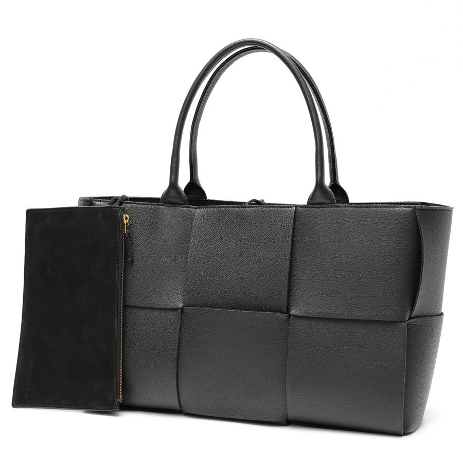 ボッテガヴェネタ / BOTTEGA VENETA　ミディアム アルコ トートバッグ　 609175　イントレチャート レザー　ブラック 【中古】