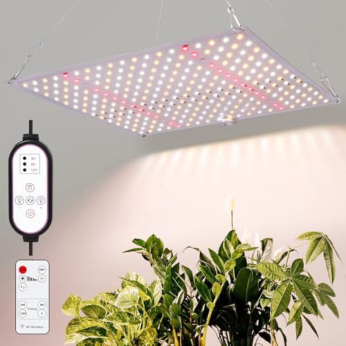 植物育成ライト LED パネル 72W【 無線リモコン?遠隔操作 】266個 高輝度 IR量子ランプ フルスペクトル 380-780nm 10段階調光 メモリタイマー機能 パネルライト 室内栽培ランプ 省エネ 長寿命 観葉植物 家庭菜園 水耕栽培（30*3as