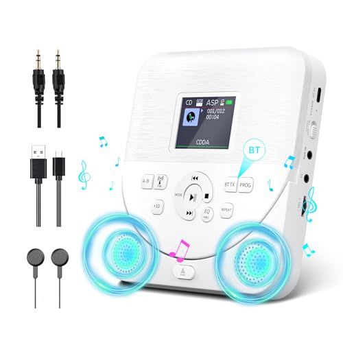 CDプレーヤーBluetooth送信/受信 スピーカー内蔵（REC）録音機能・FMトランスミッター付き2000mAhバッテリー内蔵 CD･MP3･32GB MicroSDカード等対応 ASP音飛び防止 AUX出入力端子付きA-Bリピート･プロ e3925414
