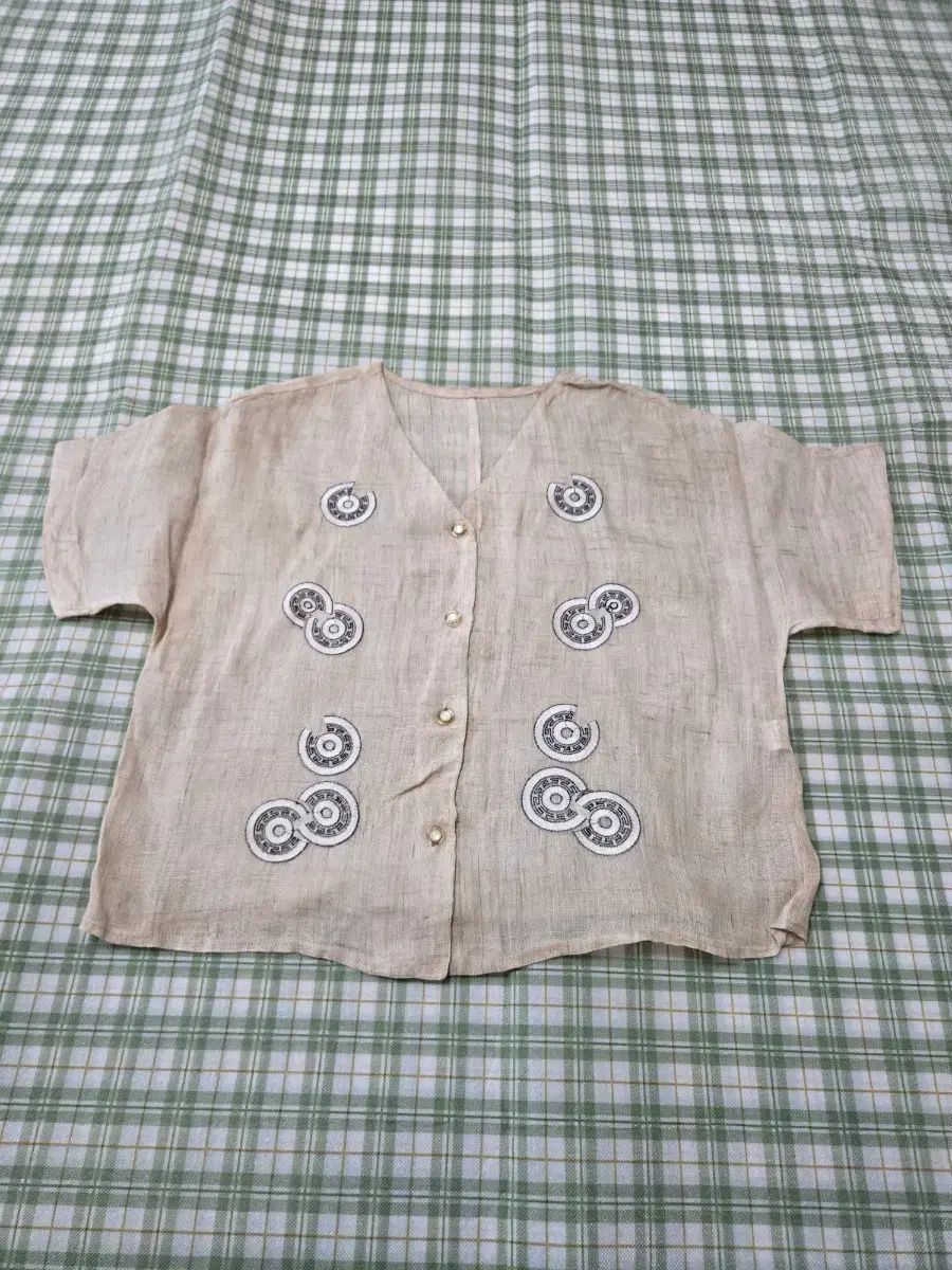 22ㅡ麻 刺繍シャツㅡ77ㅡ88