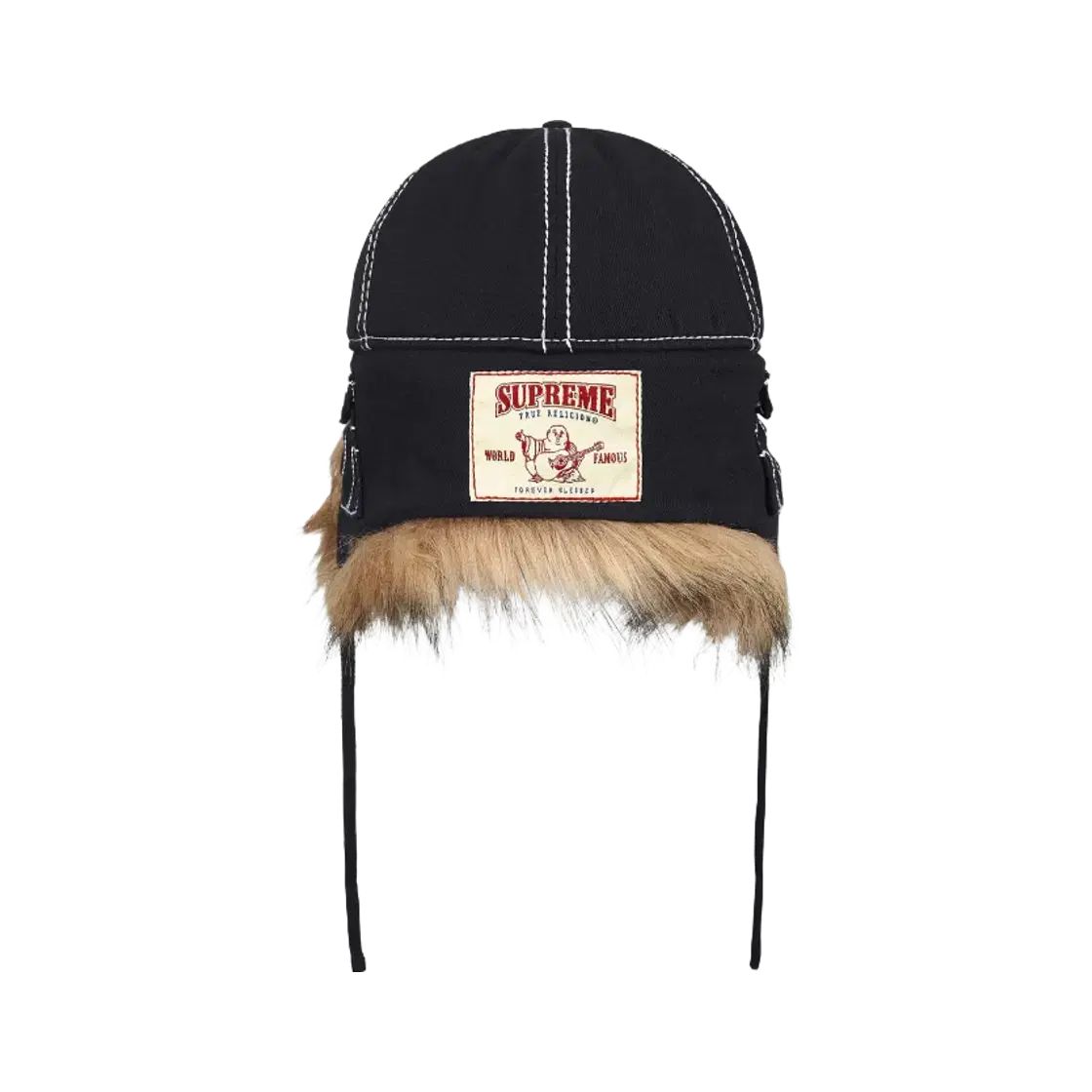 Supreme TRUE RELIGION イヤーフラップ 5パネル ブラック 25FW 耳あて ニット帽 トラッパーハット