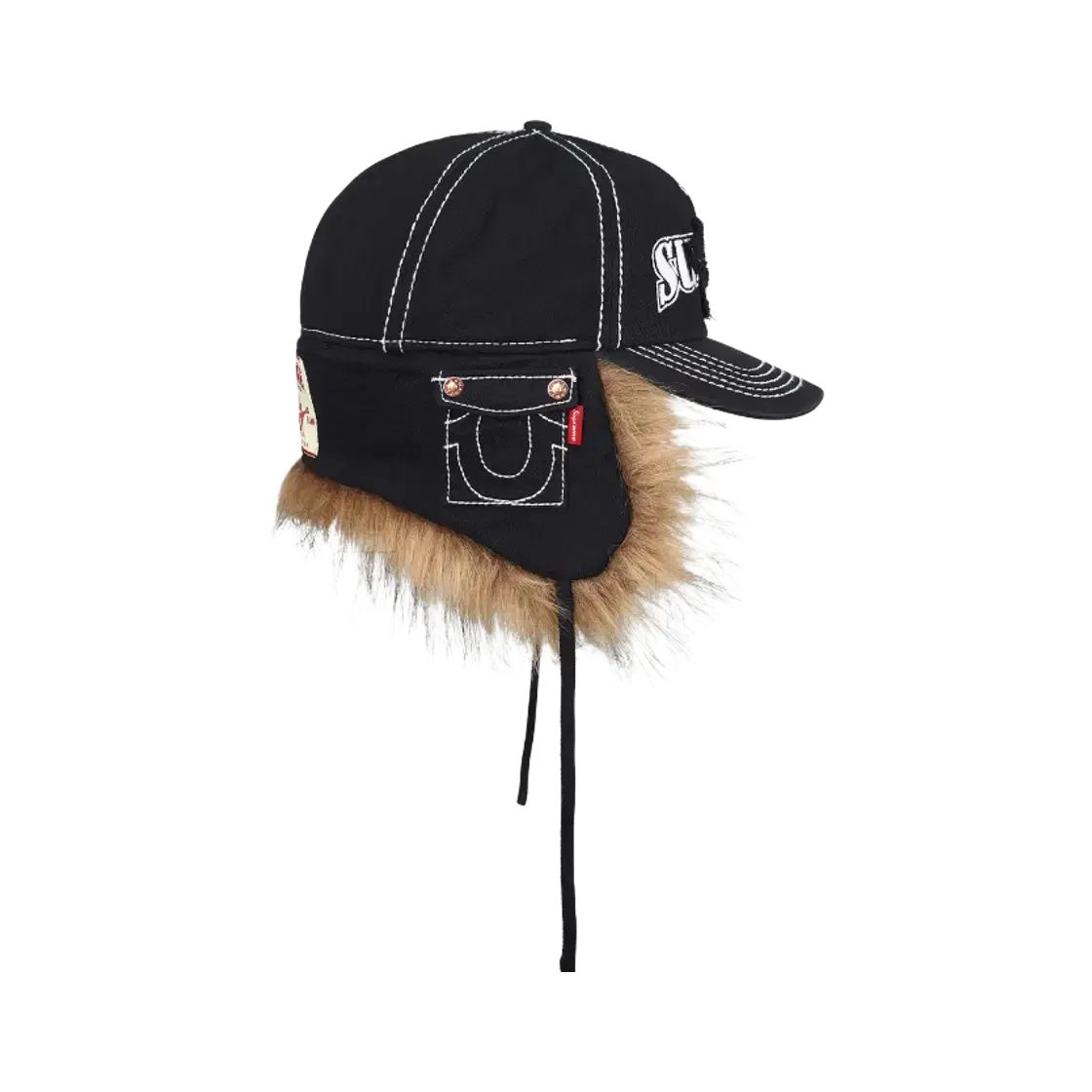 Supreme TRUE RELIGION イヤーフラップ 5パネル ブラック 25FW 耳あて ニット帽 トラッパーハット