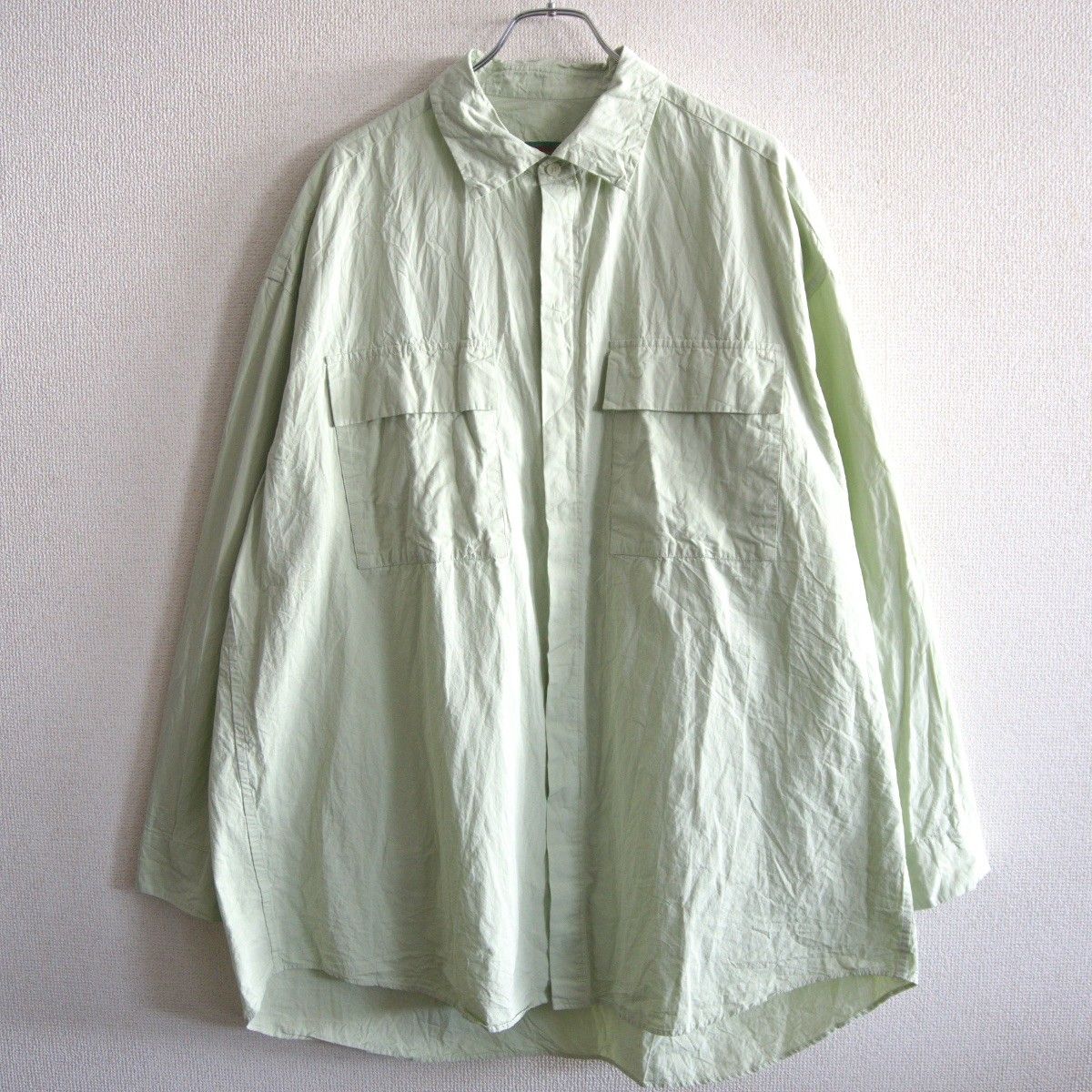 美品】 CASEY CASEY 【VOLUME SHIRT 22HC331】 M ライトグリーン
