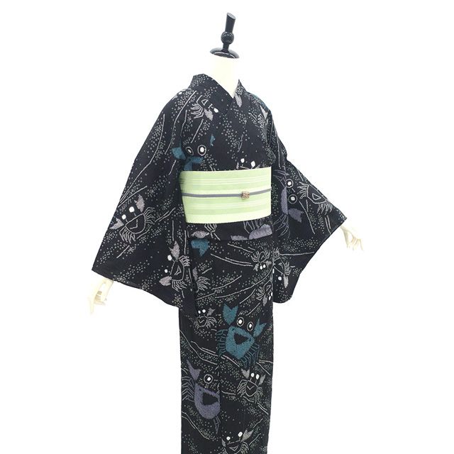 新品 きぬたや お仕立て上がり カニ 夏着物 有松鳴海絞り 高級浴衣 5801① 新古品】 有松 浴衣 本場有松鳴海絞り 夏物 未使用 ゆかた 絞り 木綿